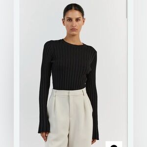 DISSH Black Ribbed Long Sleeve Top